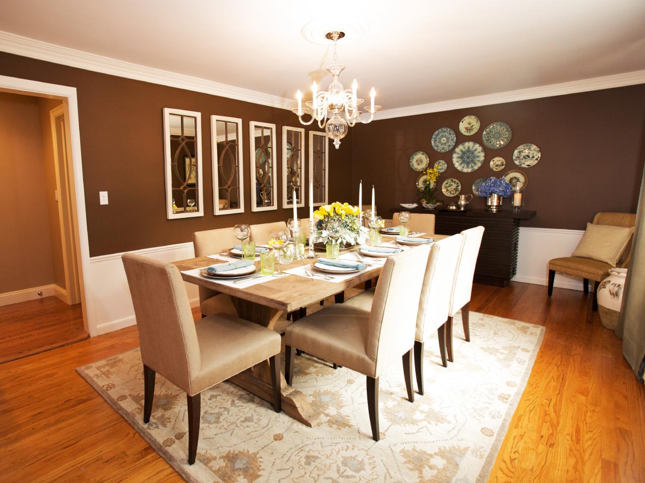 brown and dining room