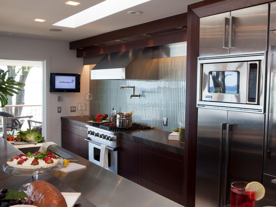 Contemporary Galley Kitchen With Stainless Steel 