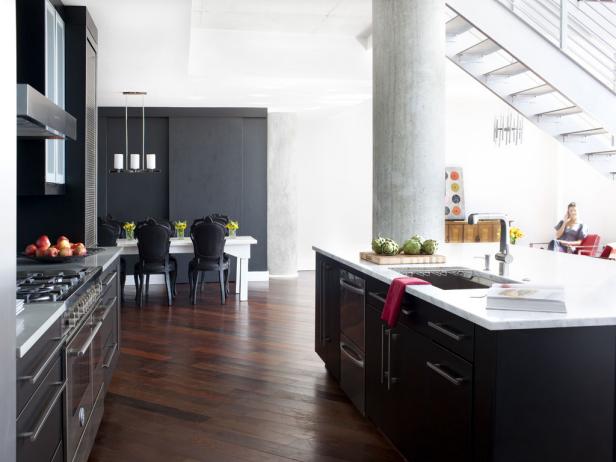 Contemporary Black Open Kitchen With Island Contemporary Black Open Kitchen With Island