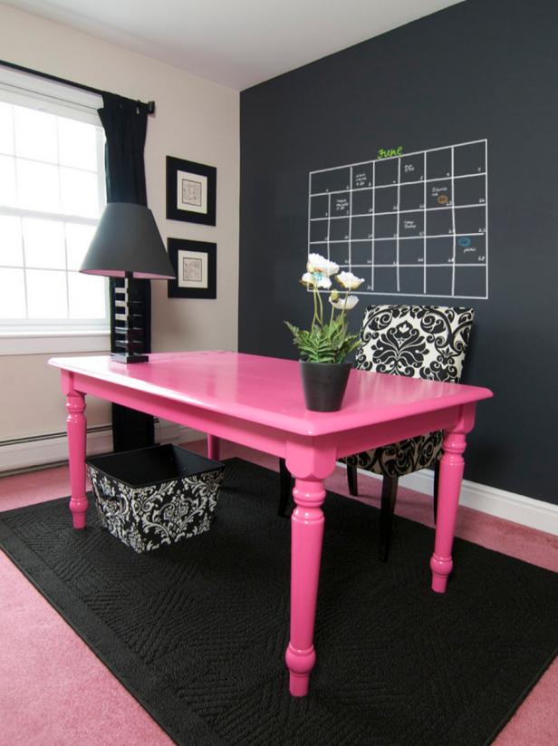 Home Office With Chalkboard Wall Paint Home Office With Chalkboard Wall Paint
