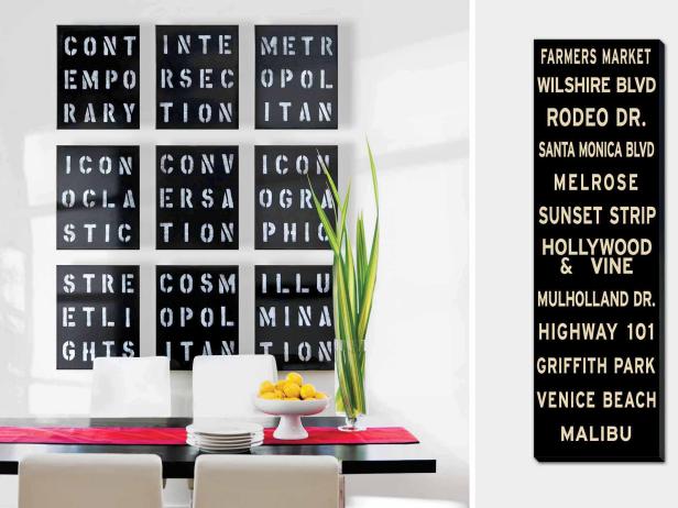 Typographic Artwork in Dining Room Typographic Artwork in Dining Room