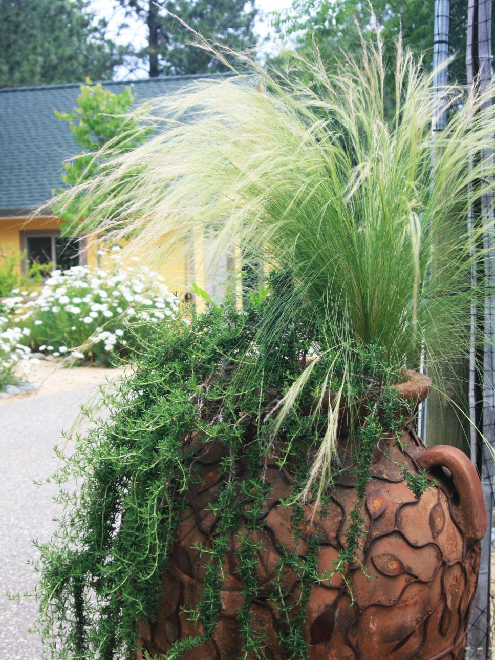 Grass-Filled Urn terracotta-urn