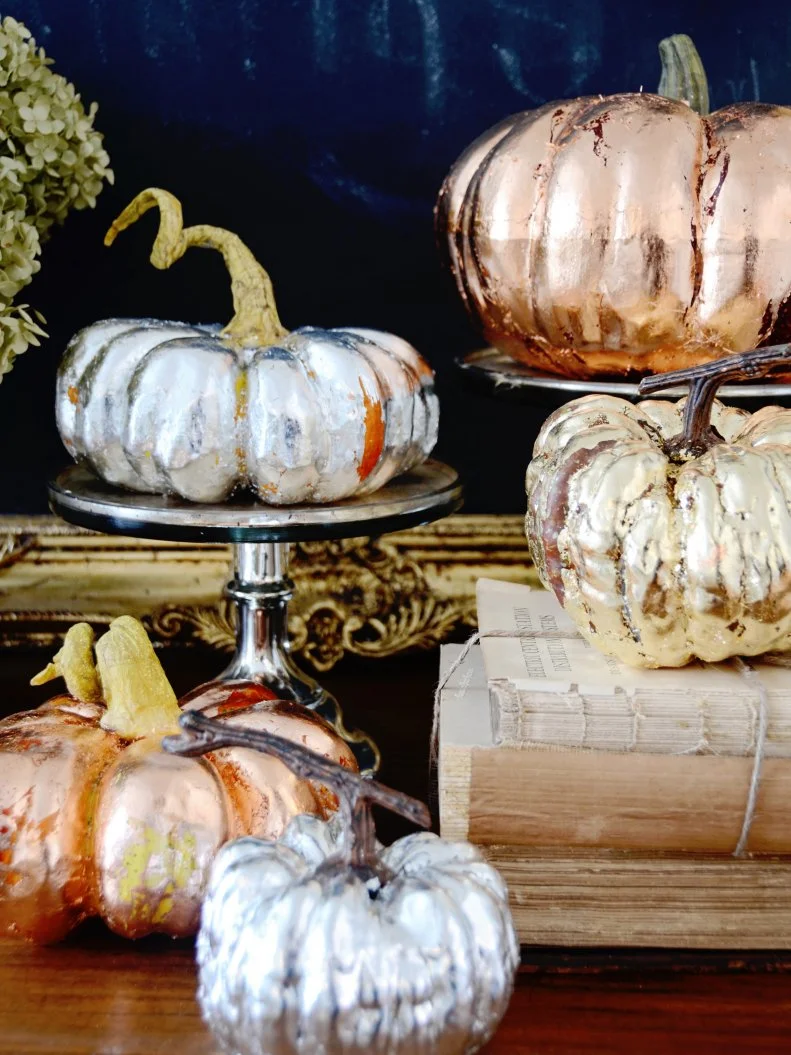 Metallic painted pumpkins