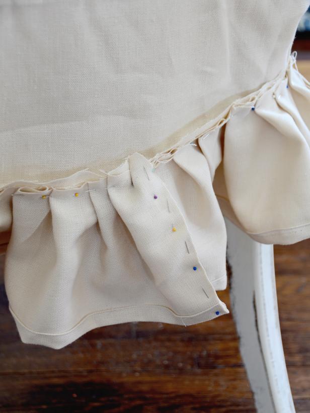 Pin edges together where skirt ends meet.
