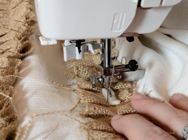 Sewing Ruffled Burlap