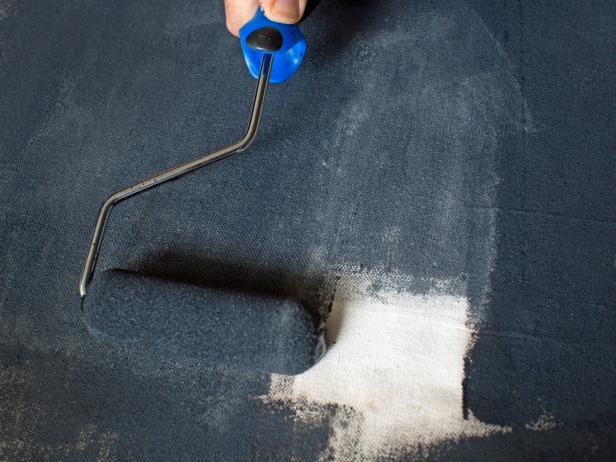Use Paint Roller to Apply Chalkboard Paint to Faux Mantel Use Paint Roller to Apply Chalkboard Paint to Faux Mantel
