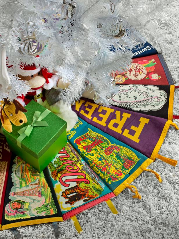 School Pennant Christmas Tree Skirt School Pennant Christmas Tree Skirt