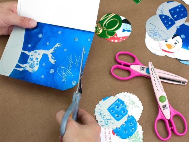 Cut out circles using standard scissors for a clean edge or decorative-edge scissors for added visual interest.