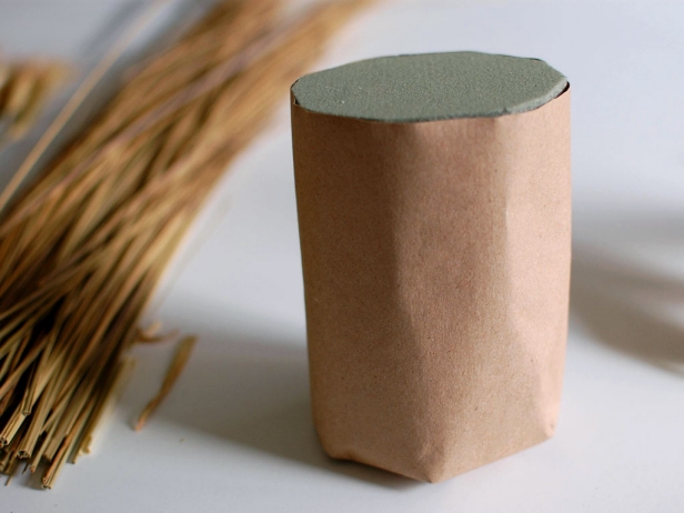 Brown Kraft Paper Wrapped Around Floral Foam Brown Kraft Paper Wrapped Around Floral Foam