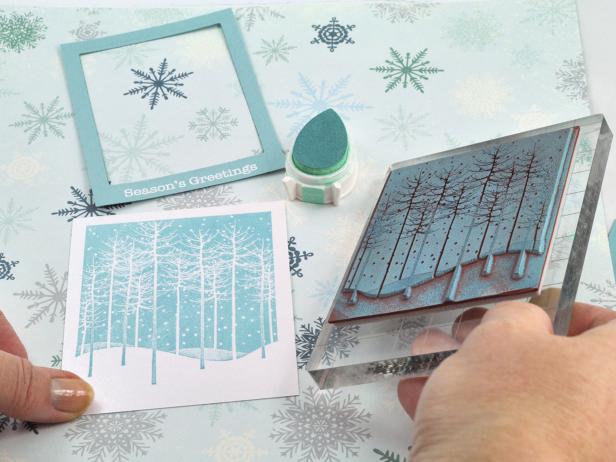 Stamp Card for Falling Snow Holiday Shaker Card