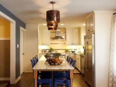 Traditional Neutral Kitchen With Blue Accents 