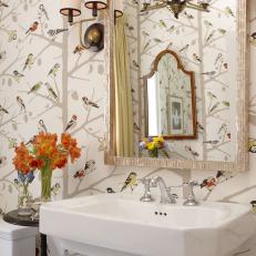 Traditional Powder Room Sink with Mirror