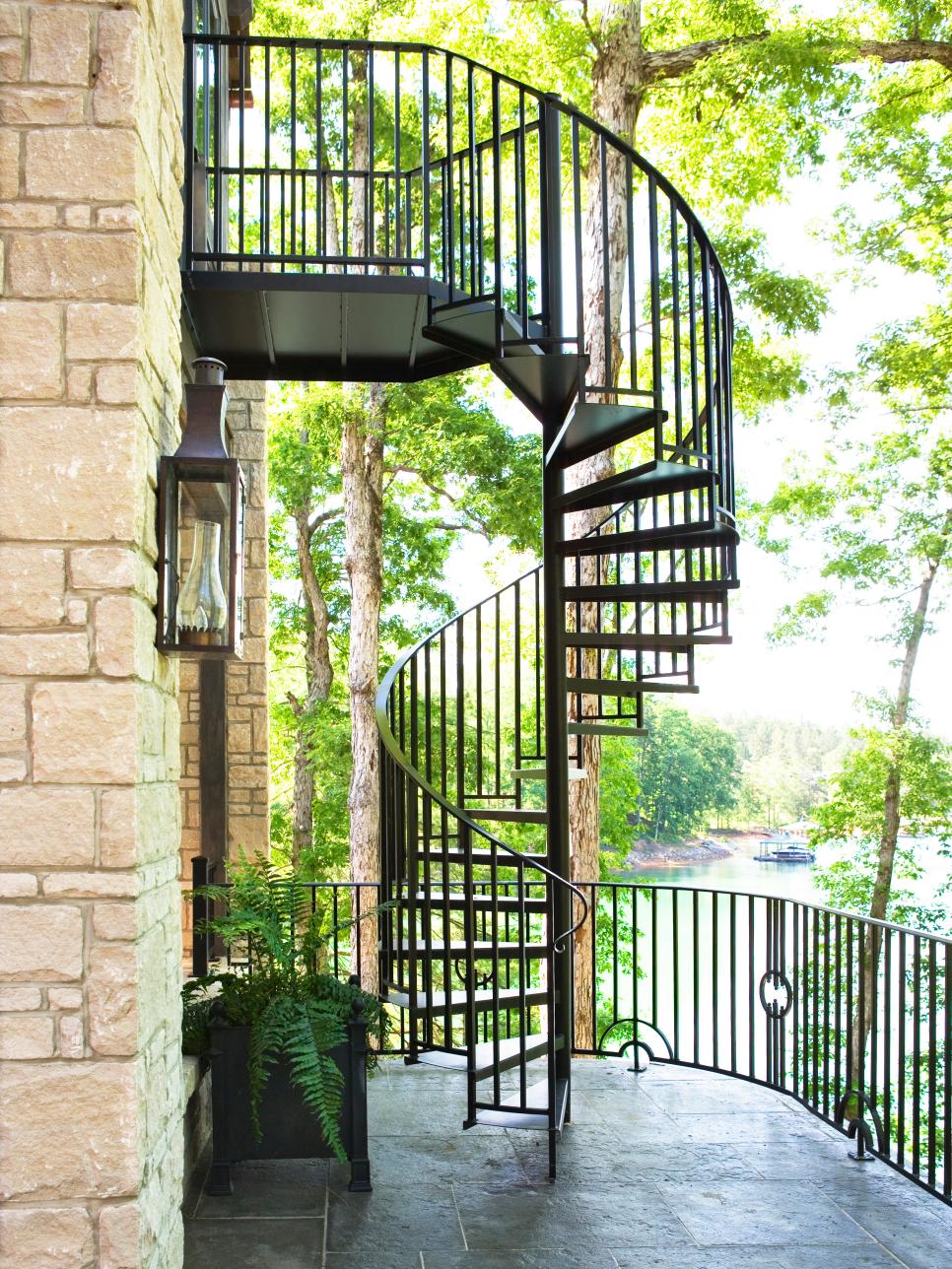 Outdoor Black Spiral Staircase 