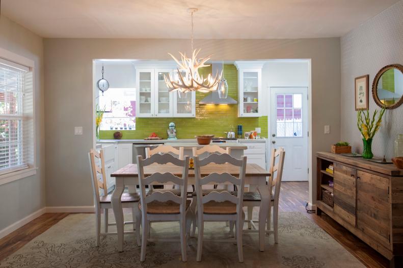 Neutral Country Open Dining Area and Kitchen