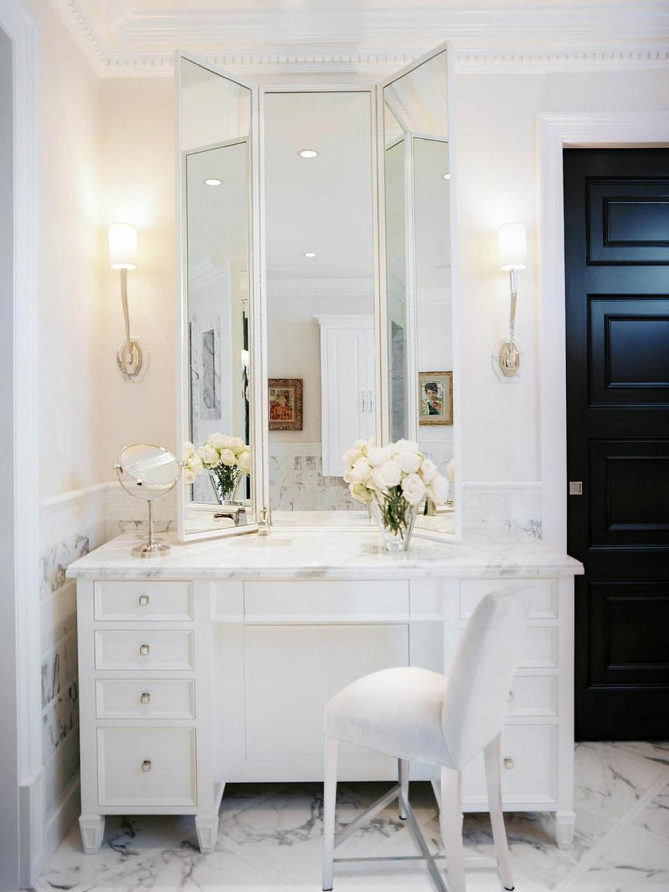 White Vanity With Marble Countertop
