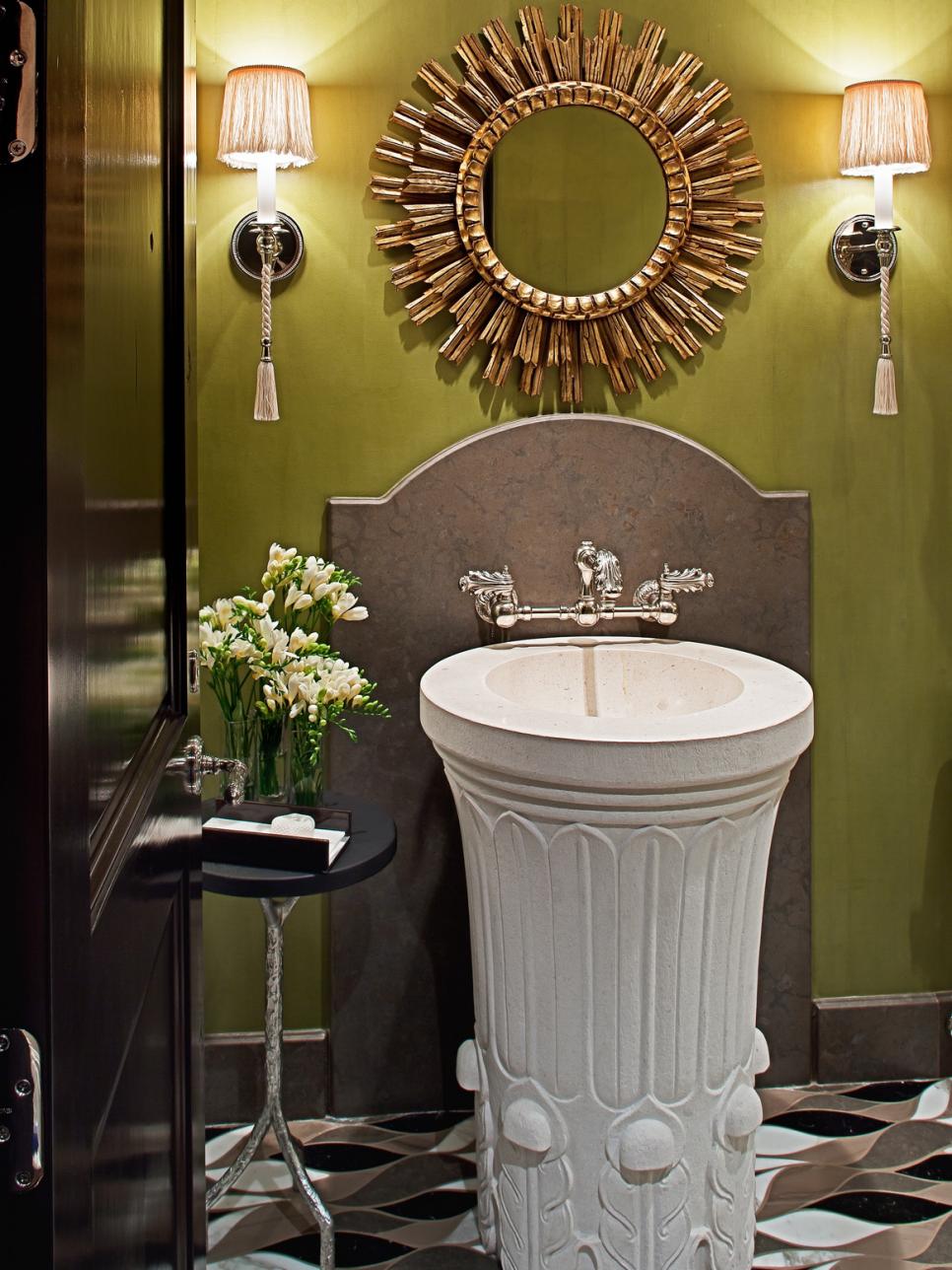 Eclectic Green Powder Room