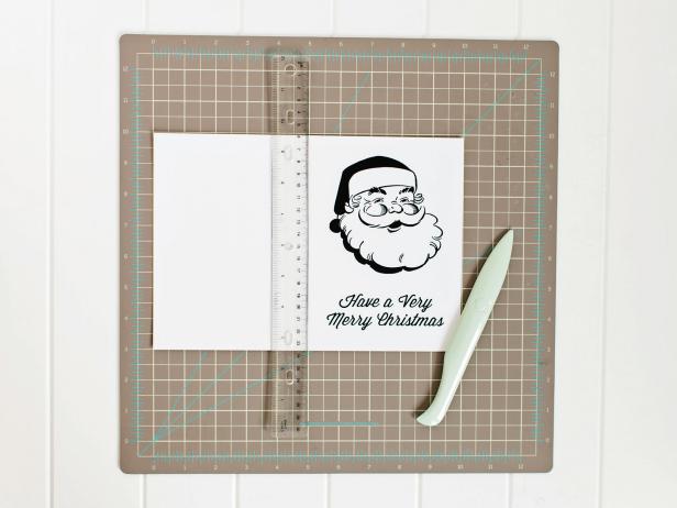 Printable Santa Holiday Card With Ruler and Bone Folder