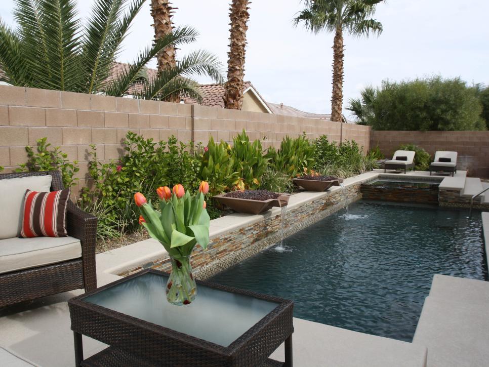 Patio and Natural Stone Pool With Fire and Water Features
