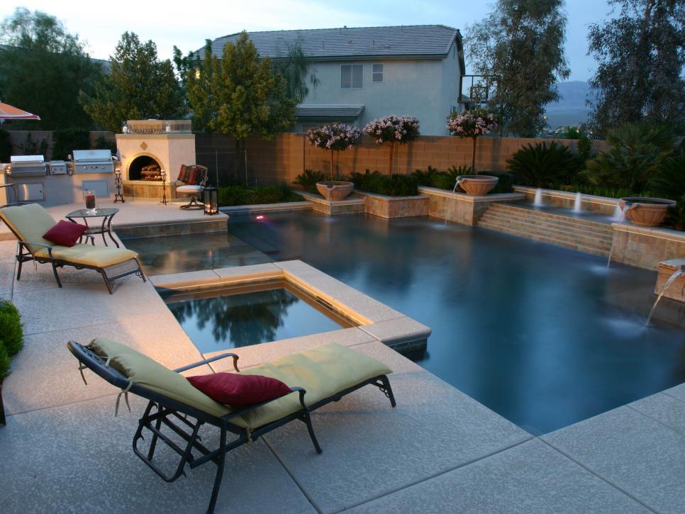 Mediterranean-Style Outdoor Space With Swimming Pool