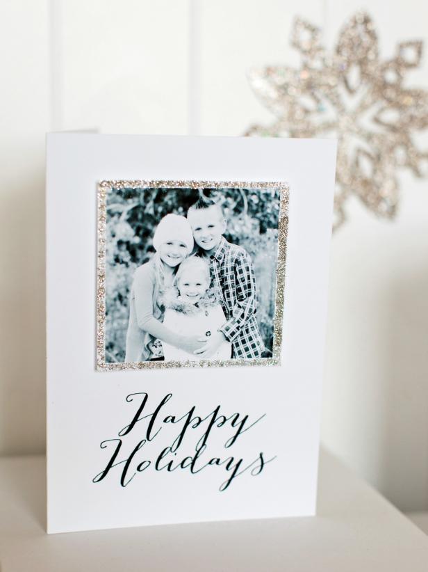 Embellish our free printable template with a favorite family photo surrounded by a glitzy, glittered frame to create a holiday greeting they'll treasure for many years to come. Make your own with our step-by-step instructions seen on HGTV.com.