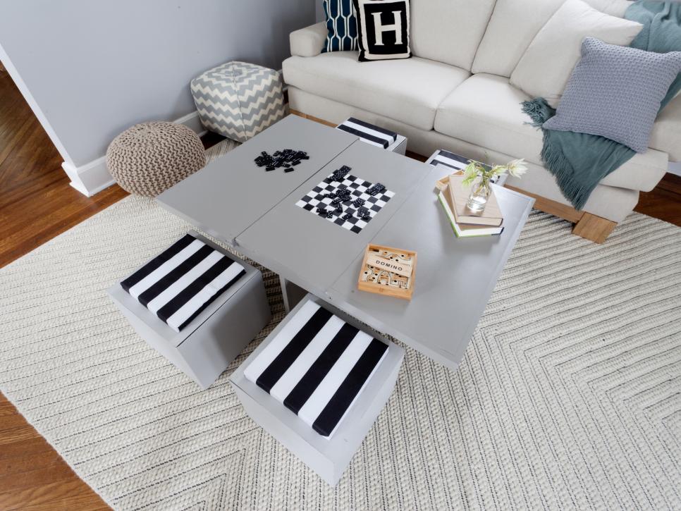  Gray Living Room With Custom-Made Game Table