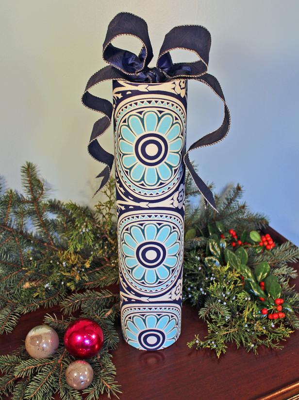 Attach Ribbon to Fabric Wrapped Gift Attach Ribbon to Fabric Wrapped Gift