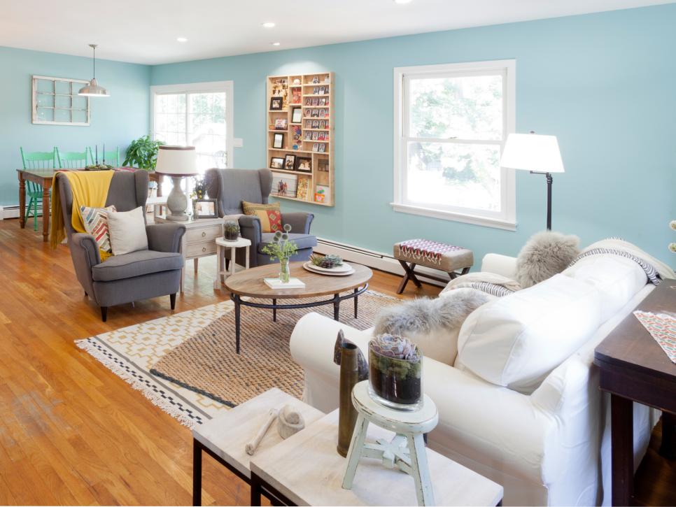Sky Blue Cottage-Style Living Room