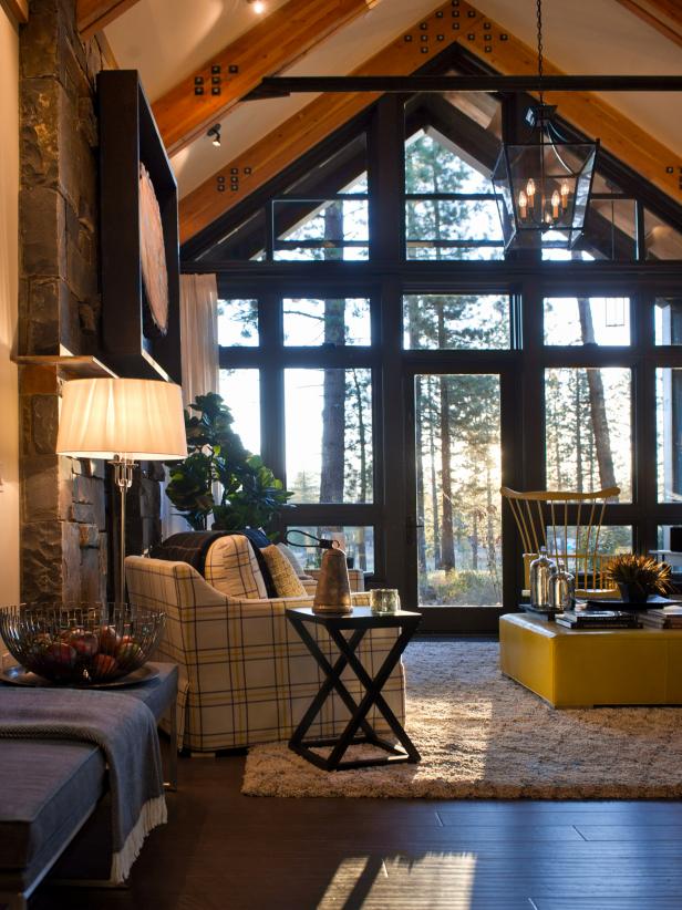Living Room's Wall of Windows Lets in Natural Light Living Room's Wall of Windows Lets in Natural Light