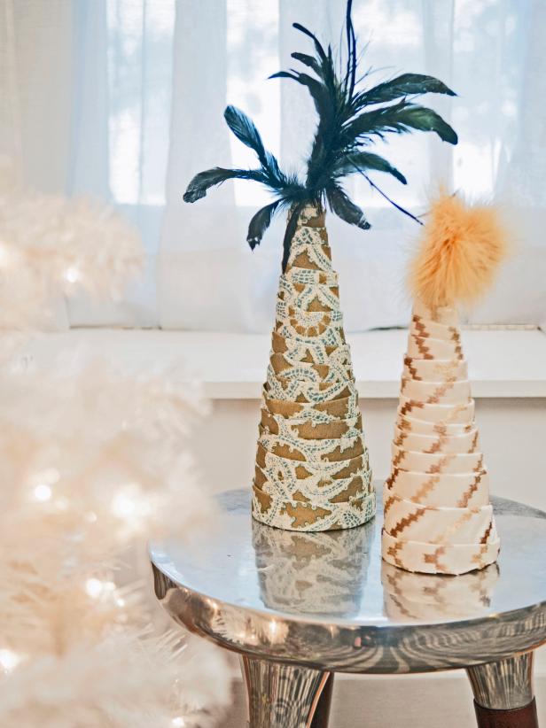 Make a no-sew tree topiary this holiday season using HGTV HOME fabric.