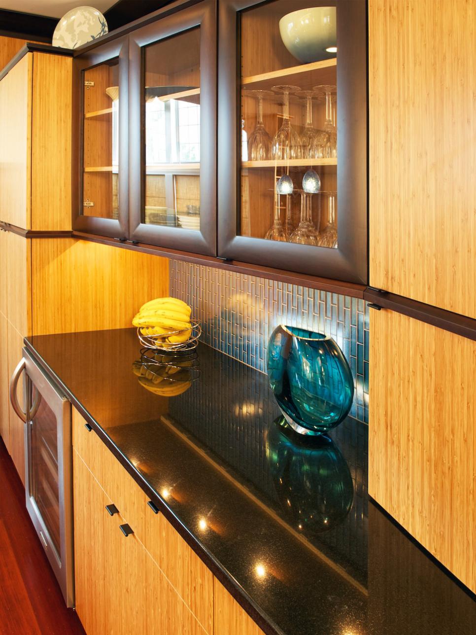 Wood and Glass Contemporary Kitchen Cabinet
