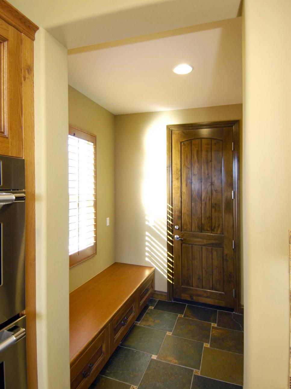 Rustic Style Foyer with Wood Door Rustic Style Foyer with Window and Wood Door