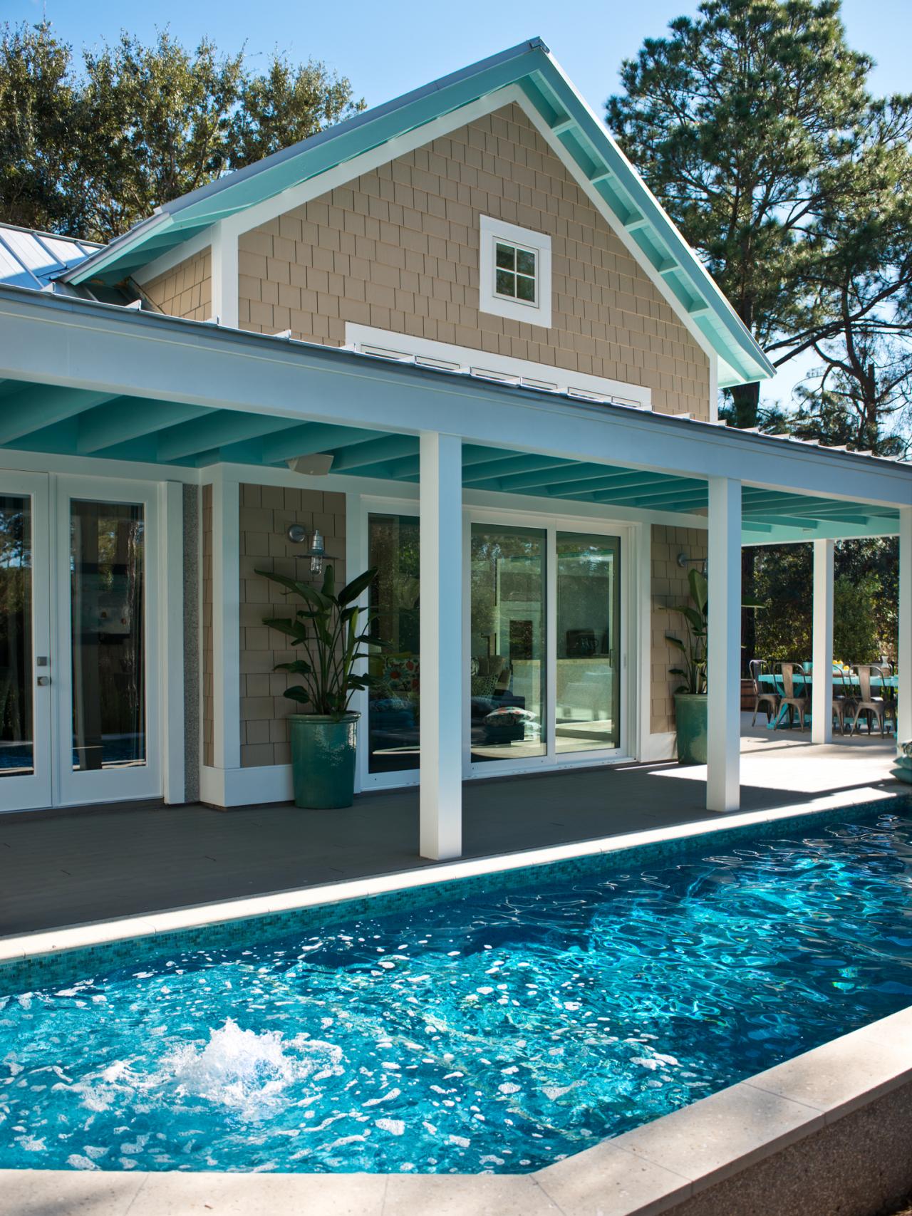 Coastal Pool Area and Covered Porch HGTV Coastal Pool Area and Covered Porch HGTV