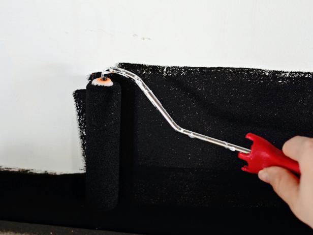 Use a six-inch foam roller to apply paint to wall. Allow paint to fully dry then apply a second coat if necessary. Try wrapping the brush and roller in plastic wrap to keep them moist between coats.