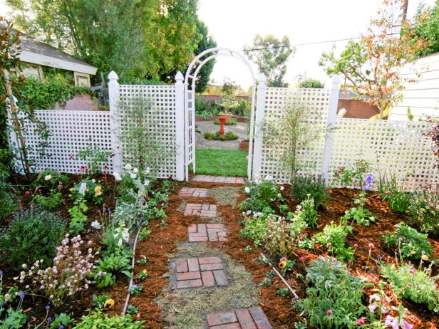 Cottage Garden Nook with White Arbor Cottage Garden Nook with White Arbor