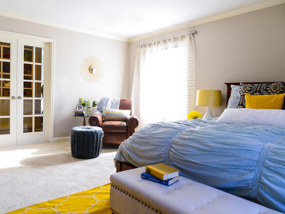 Modern Master Bedroom With Yellow Accents