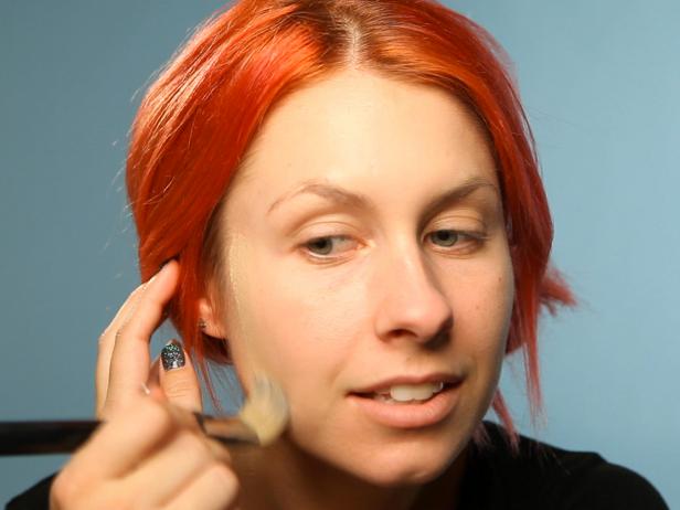 Cover imperfections with a natural foundation and matching concealer, and set with a loose powder for a soft finish.