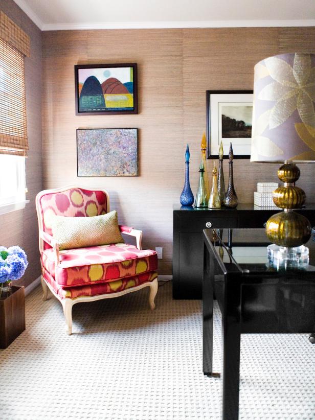 Eclectic Home Office With Polka Dot Chair Eclectic Home Office With Polka Dot Chair