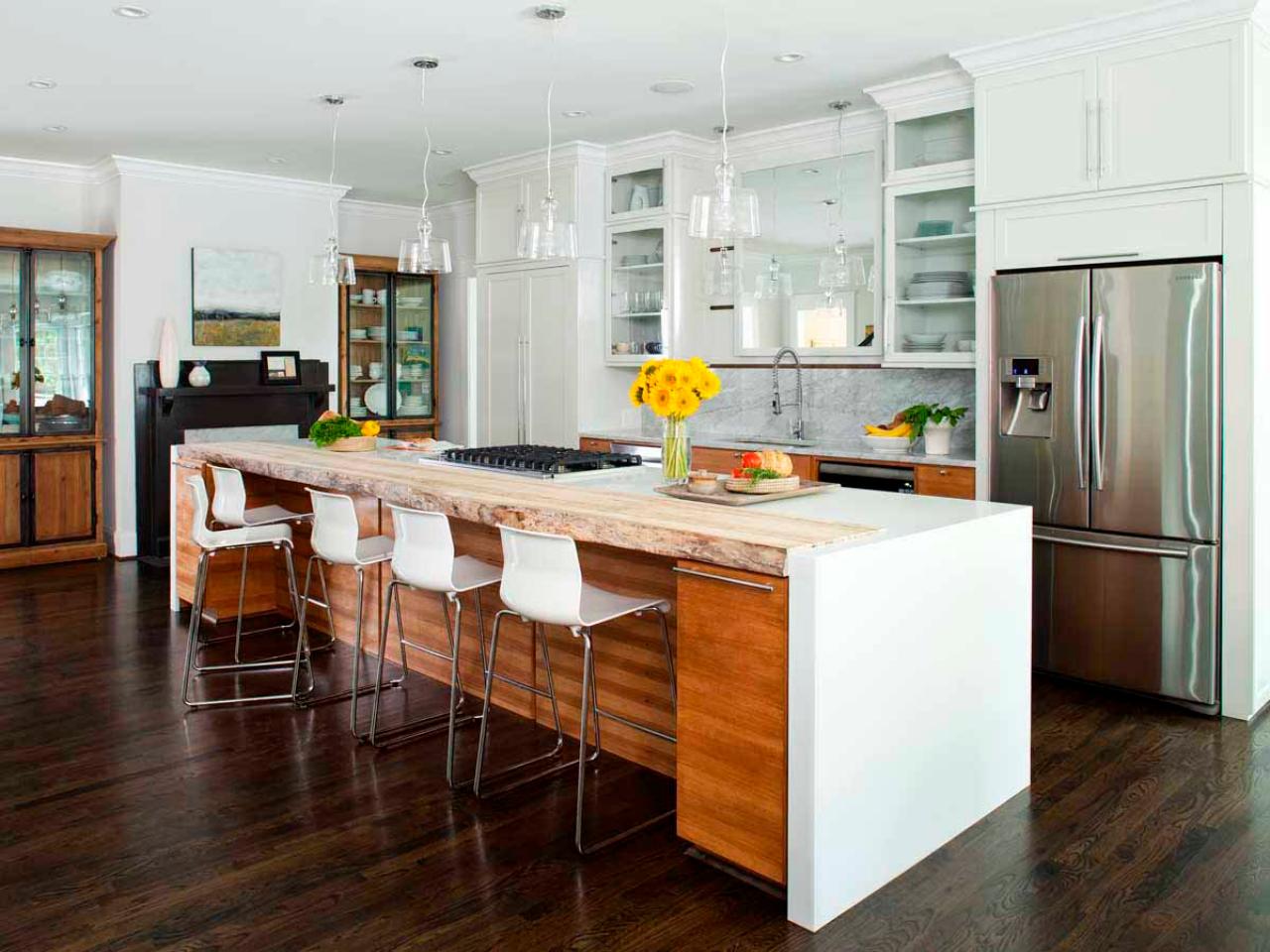 kitchen island seating contemporary hgtv islands designs modern bar wooden accent beautiful multi functional cabinets kitchens breakfast wood famous floor