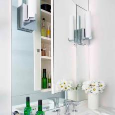 White Transitional Bathroom With Medicine Cabinet