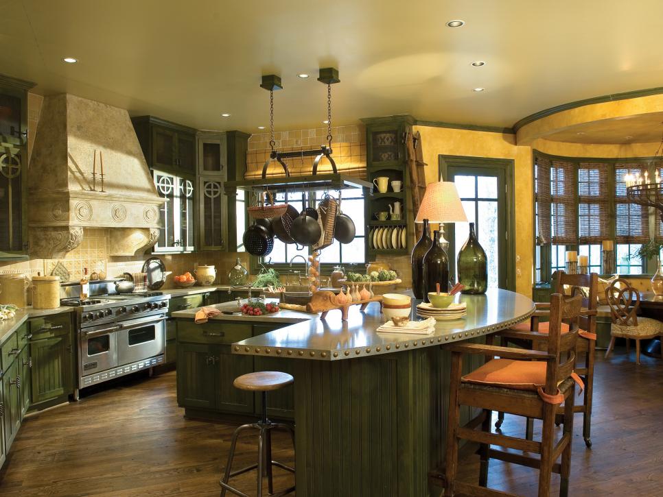 Kitchen With Green Cabinets 