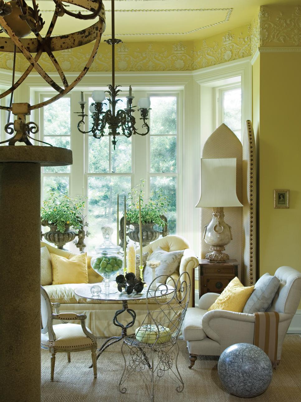 Yellow Sitting Room With Outside View