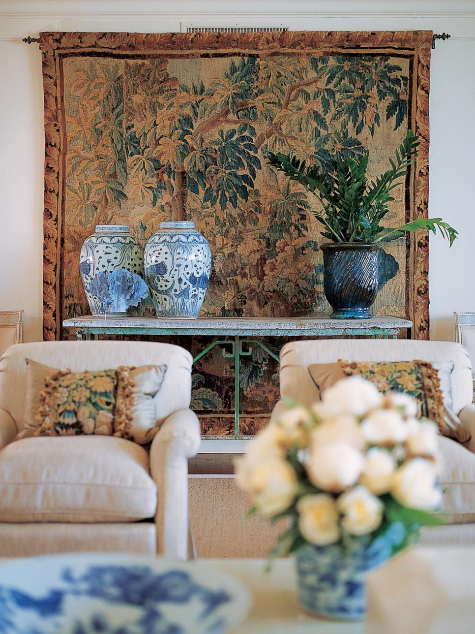 Sitting Room With Decorative Tapestry Decorative Tapestry Hung in Sitting Room