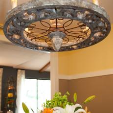 Rustic Chandelier in Traditional Dining Room