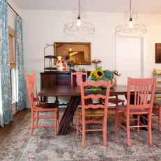 Pink and Blue Country Dining Room