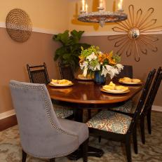 Transitional Dining Room with Two-Toned Walls