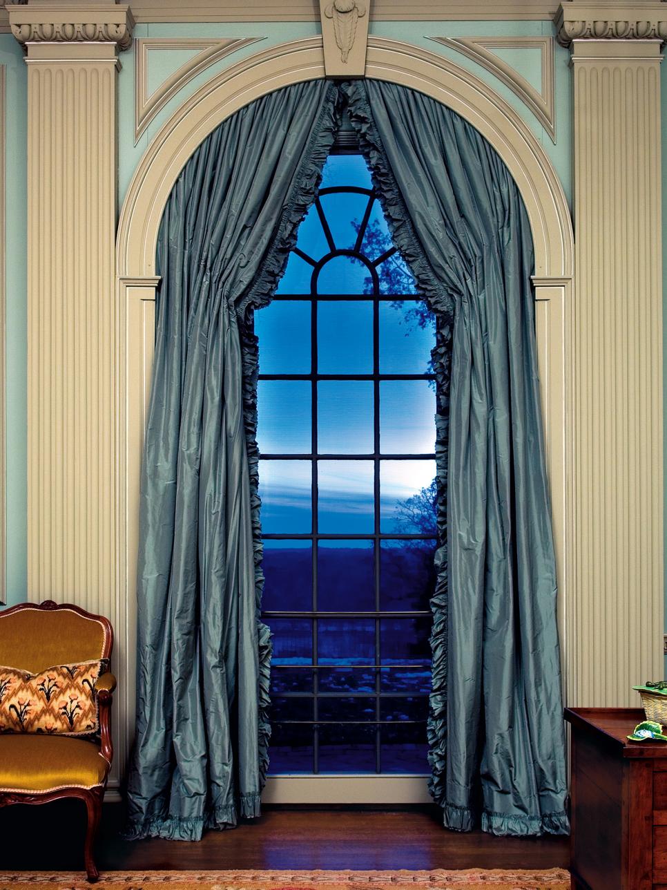 White and Blue Arched Window