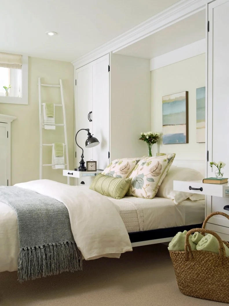 White Basement Guest Bedroom
