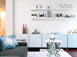 White and Blue Modern Living Room
