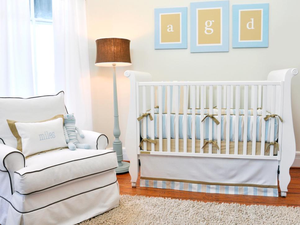 White Nursery with Blue and Olive Accents