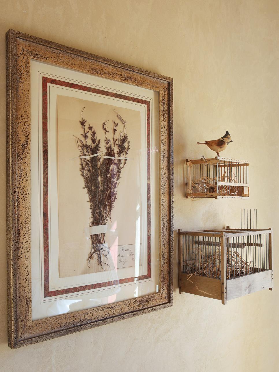 Bird Cage Wall Hanging and Print Botanical Prints and Bird Cages